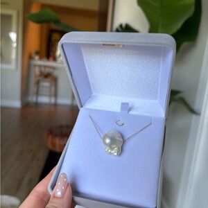 18k gold and fresh water pearl pendant necklace